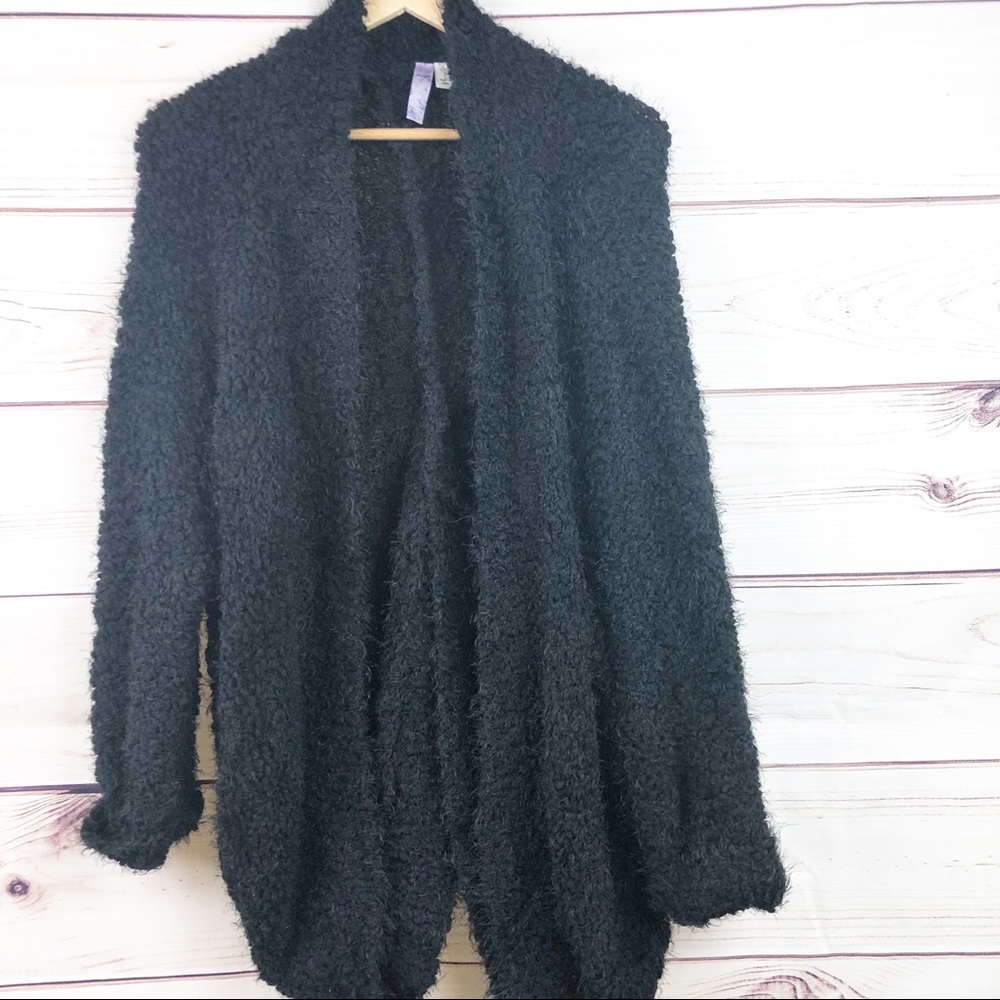 Alya black cozy eye lash knit cardigan